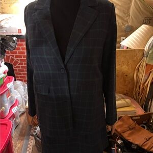 Elegant Checkered Women's Skirt Set  Size Large Blue/Green